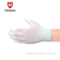 Hespax OEM Nylon PU Antistatic Safety Gloves Electronic